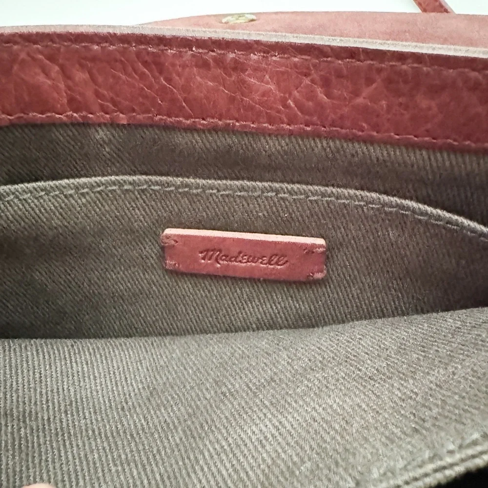 Madewell The Slim Red Brown Leather Convertible Crossbody Shoulder Bag Trifold - Picture 8 of 8